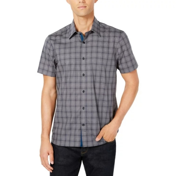 Ryan Seacrest Distinction Shirt Men's Grey Plaid Size L - Picture 1 of 5